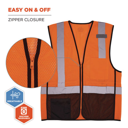 GloWear 8210Z Hi-Vis Class 2 Mesh Vest, Large to X-Large, Orange