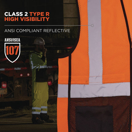 GloWear 8210Z Hi-Vis Class 2 Mesh Vest, 2X-Large to 3X-Large, Orange