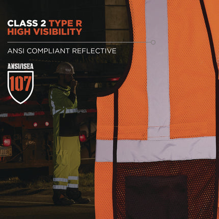 GloWear 8210Z Hi-Vis Class 2 Mesh Vest, 4X-Large to 5X-Large, Orange