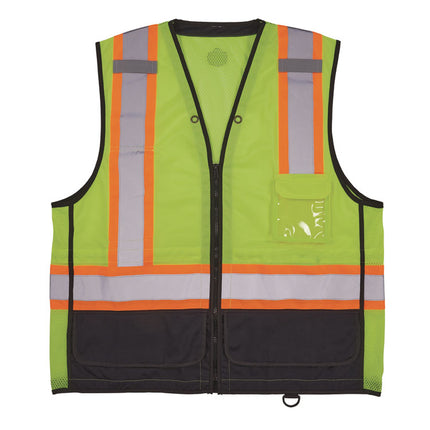 GloWear 8251HDZ Class 2 Two-Tone Hi-Vis Safety Vest, Small to Medium, Lime