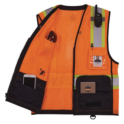 GloWear 8251HDZ Class 2 Two-Tone Hi-Vis Safety Vest, 4X-Large to 5X-Large, Orange