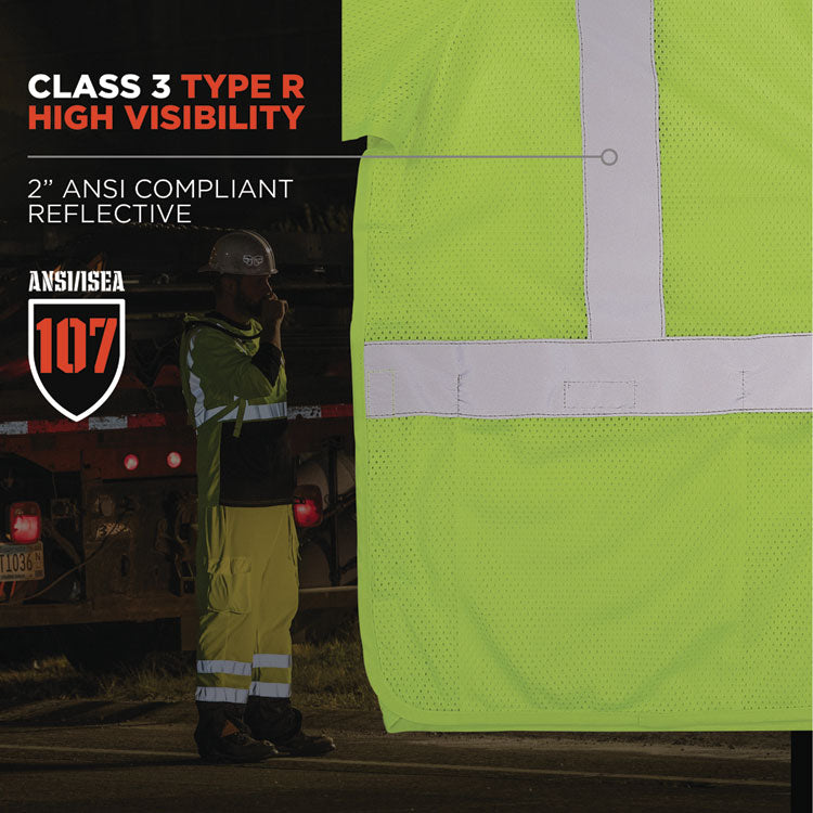 GloWear 8315BA Class 3 Hi-Vis Breakaway Safety Vest, 4X-Large to 5X-Large, Lime