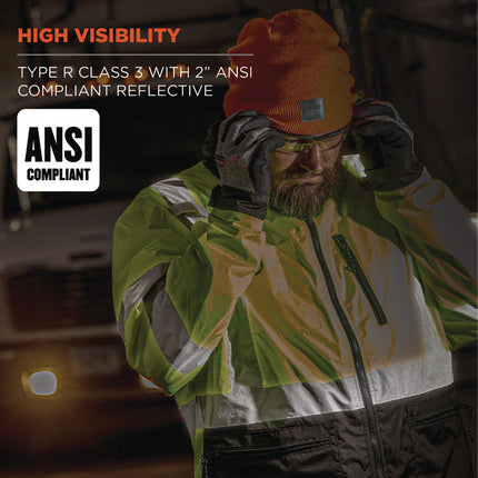 GloWear 8351 Class 3 Hi-Vis Windbreaker Water-Resistant Jacket, X-Large, Lime