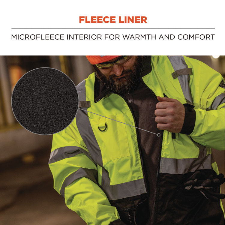 GloWear 8351 Class 3 Hi-Vis Windbreaker Water-Resistant Jacket, X-Large, Lime