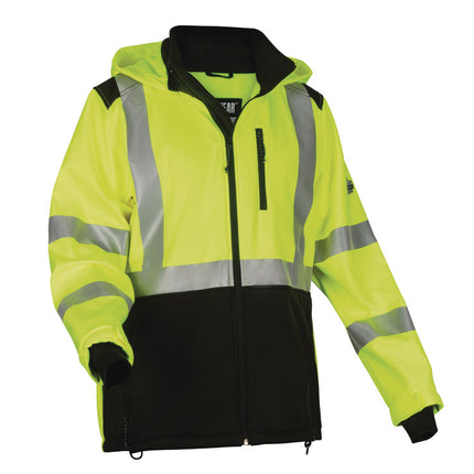 GloWear 8353 Class 3 Hi-Vis Softshell Water-Resistant Jacket, Small, Lime