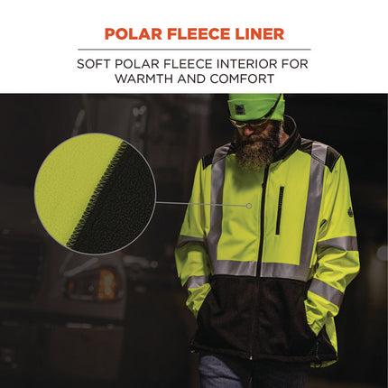 GloWear 8353 Class 3 Hi-Vis Softshell Water-Resistant Jacket, Large, Lime