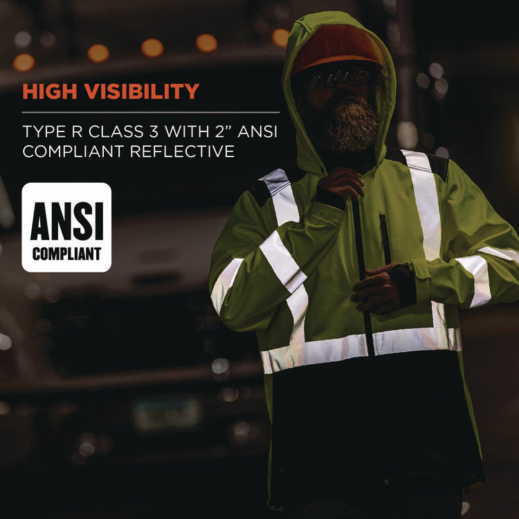 GloWear 8353 Class 3 Hi-Vis Softshell Water-Resistant Jacket, 4X-Large, Lime