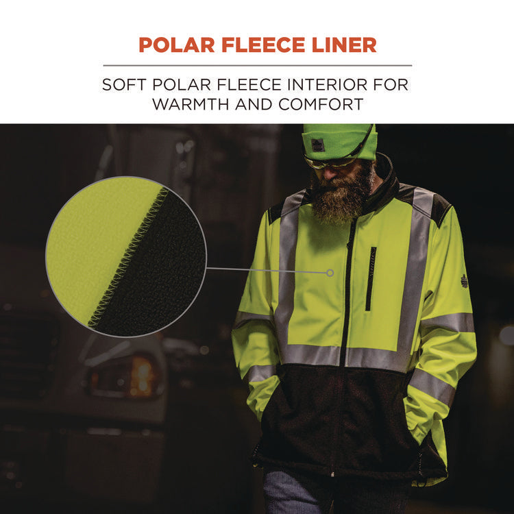 GloWear 8353 Class 3 Hi-Vis Softshell Water-Resistant Jacket, 4X-Large, Lime