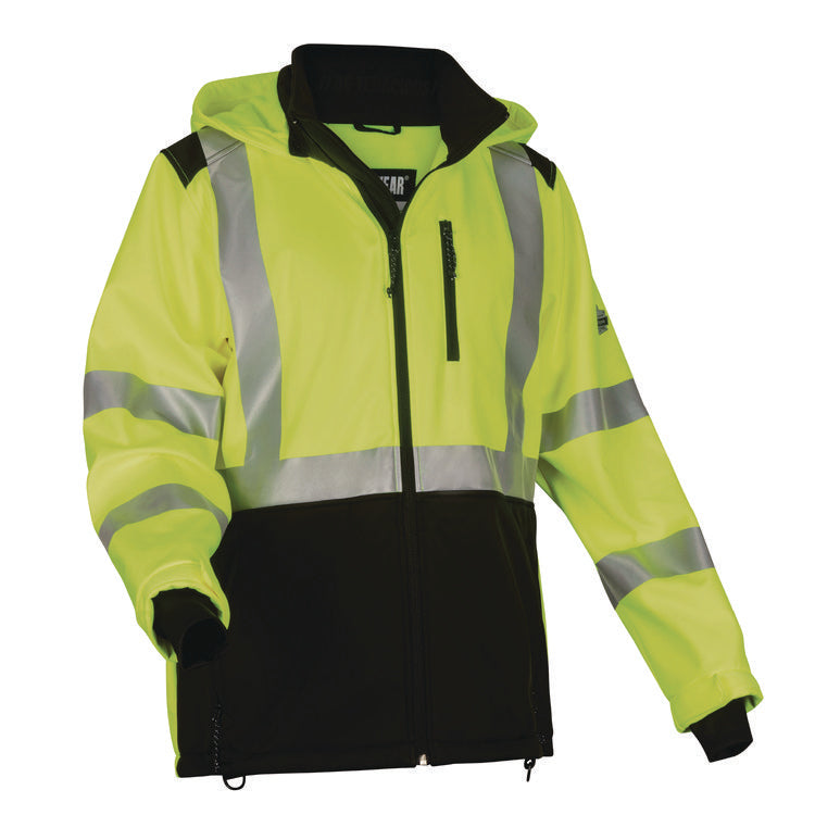 GloWear 8353 Class 3 Hi-Vis Softshell Water-Resistant Jacket, 4X-Large, Lime