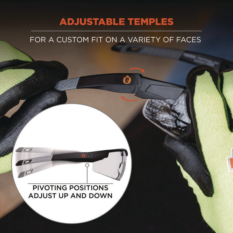 Skullerz DELLENGER Safety Glasses with Adjustable Temples, Matte Black Nylon Impact Frame, Clear Polycarbonate Lens