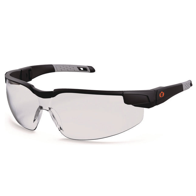 Skullerz DELLENGER Anti-Fog Safety Glasses, Adjustable Temples, Black Nylon Impact Frame, Clear Polycarbonate Lens