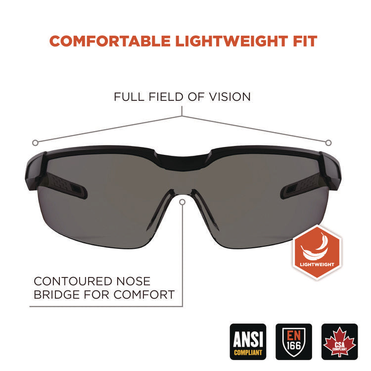 Skullerz DELLENGER Safety Glasses with Adjustable Temples, Matte Black Nylon Impact Frame, Smoke Polycarbonate Lens