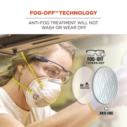 Skullerz DELLENGER Anti-Fog Safety Glasses with Adjustable Temples,Black Nylon Impact Frame,Indoor/Outdoor Polycarbonate Lens