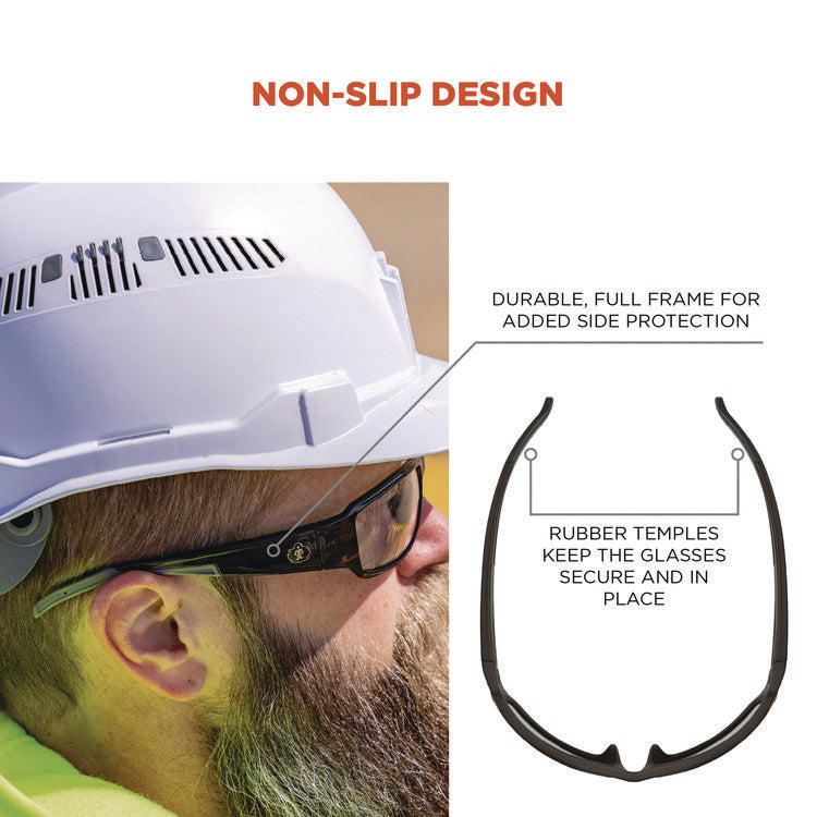 Skullerz THOR Anti-Scratch and Enhanced Anti-Fog Safety Glasses, Black Nylon Impact Frame, Clear Polycarbonate Lens