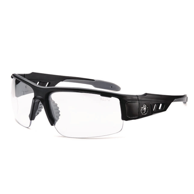 Skullerz DAGR Anti-Scratch and Enhanced Anti-Fog Safety Glasses, Black Nylon Impact Frame, Clear Polycarbonate Lens