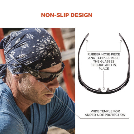 Skullerz DAGR Anti-Scratch and Enhanced Anti-Fog Safety Glasses, Black Nylon Impact Frame, Smoke Polycarbonate Lens