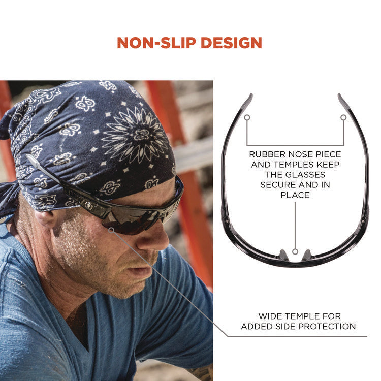 Skullerz DAGR Anti-Scratch and Enhanced Anti-Fog Safety Glasses, Black Nylon Impact Frame, Smoke Polycarbonate Lens