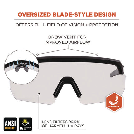 Skullerz AEGIR Safety Glasses, Matte Black Nylon Impact Frame, Clear Polycarbonate Lens