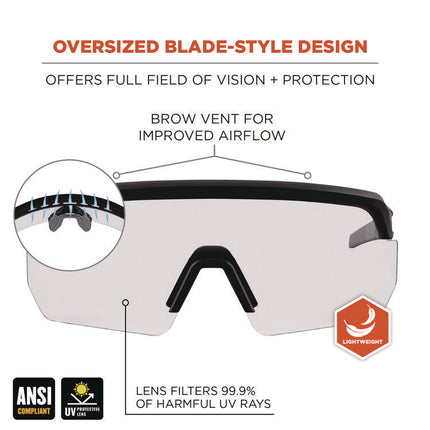 Skullerz AEGIR Anti-Scratch/Enhanced Anti-Fog Safety Glasses, Black Nylon Impact Frame, Clear Polycarbonate Lens