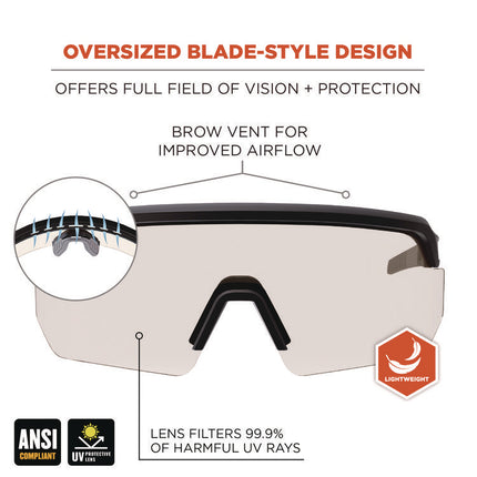 Skullerz AEGIR Safety Glasses, Matte Black Nylon Impact Frame, Indoor/Outdoor Polycarbonate Lens