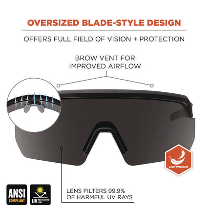 Skullerz AEGIR Safety Glasses, Matte Black Nylon Impact Frame, Smoke Polycarbonate Lens