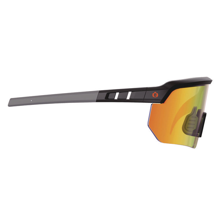 Skullerz AEGIR Anti-Scratch Enhanced Anti-Fog Safety Glasses, Black Nylon Impact Frame, Orange Mirror Polycarbonate Lens