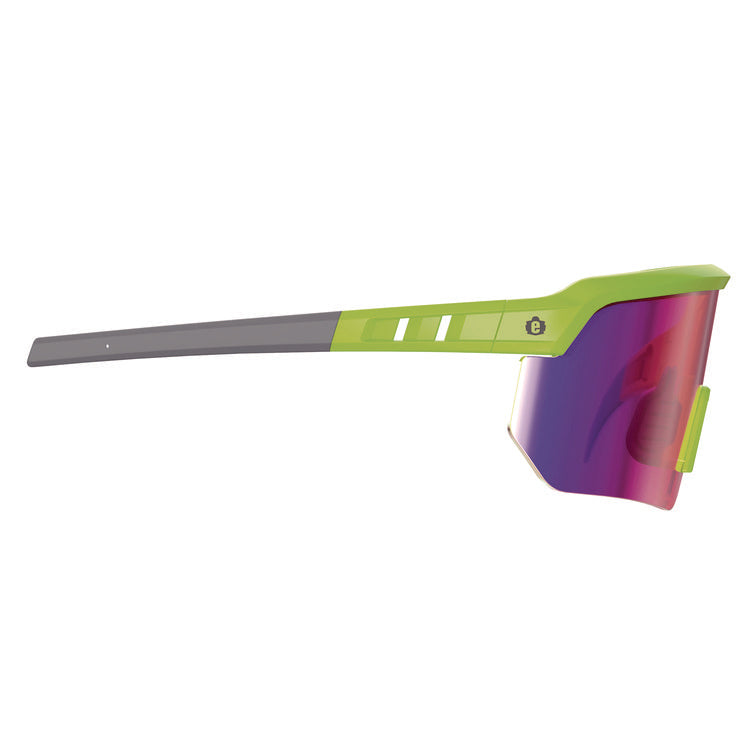 Skullerz AEGIR Anti-Scratch/Anti-Fog Safety Glasses, Lime Nylon Impact Frame, Purple Mirror Polycarbonate Lens
