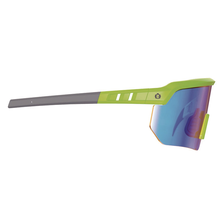 Skullerz AEGIR Safety Glasses, Mirrored Lenses, Lime Nylon Impact Frame, Blue Mirror Polycarbonate Lens