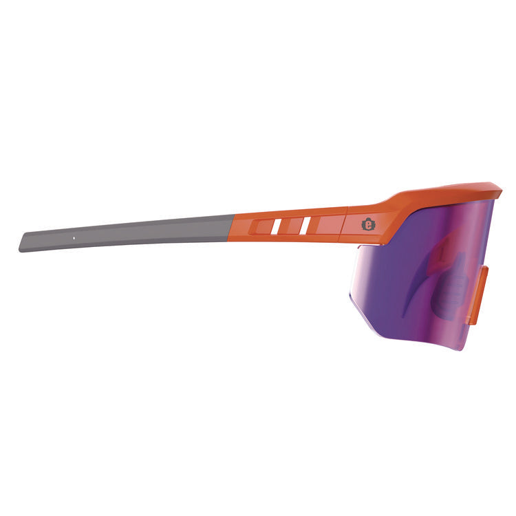 Skullerz AEGIR Anti-Scratch/Anti-Fog Safety Glasses, Orange Nylon Impact Frame, Purple Mirror Polycarbonate Lens