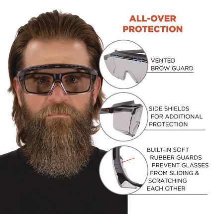 Skullerz OSMIN Safety Glasses, Matte Black Polycarbonate Frame, Indoor/Outdoor Polycarbonate Lens