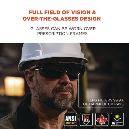 Skullerz OSMIN Safety Glasses, Matte Black Polycarbonate Frame, Smoke Polycarbonate Lens