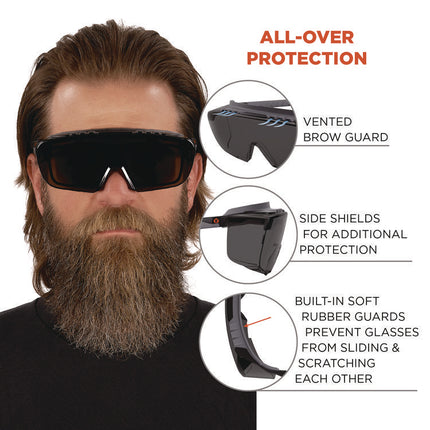 Skullerz OSMIN Safety Glasses, Matte Black Polycarbonate Frame, Smoke Polycarbonate Lens