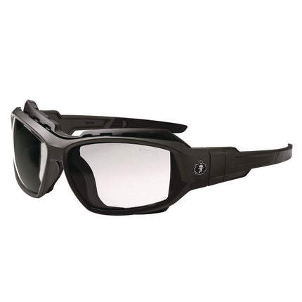 Skullerz LOKI Anti-Scratch/Anti-Fog Convertible Safety Spoggles with Strap, Matte Black Frame, Clear Polycarbonate Lens