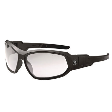 Skullerz LOKI Anti-Scratch/Anti-Fog Convertible Safety Spoggles with Strap, Matte Black Frame, Clear Polycarbonate Lens