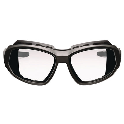 Skullerz LOKI Anti-Scratch/Anti-Fog Convertible Safety Spoggles with Strap, Matte Black Frame, Clear Polycarbonate Lens