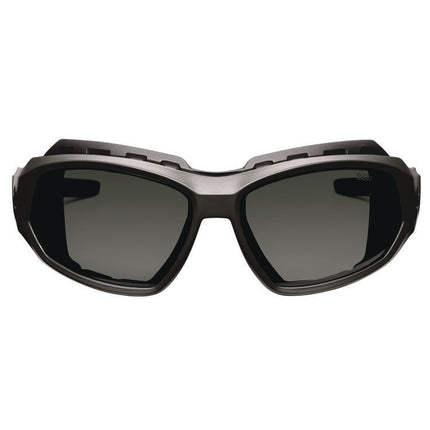 Skullerz LOKI Anti-Scratch/Anti-Fog Convertible Safety Spoggles with Strap, Matte Black Frame, Smoke Polycarbonate Lens