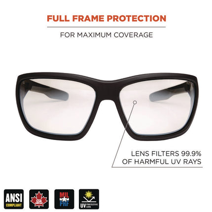 Skullerz BALDR Anti-Scratch/Anti-Fog Safety Glasses, Matte Black Nylon Impact Frame, Indoor/Outdoor Polycarbonate Lens