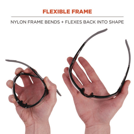 Skullerz BALDR Anti-Scratch/Anti-Fog Safety Glasses, Matte Black Nylon Impact Frame, Indoor/Outdoor Polycarbonate Lens