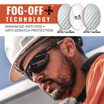 Skullerz SKOLL Anti-Scratch/Anti-Fog Safety Glasses, Matte Black Nylon Impact Frame, Smoke Polycarbonate Lens