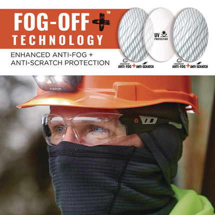 Skullerz SAGA Anti-Scratch/Enhanced Anti-Fog Safety Glasses, Matte Black Frameless, Clear Polycarbonate Lens