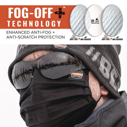 Skullerz SAGA Anti-Scratch/Enhanced Anti-Fog Safety Glasses, Matte Black Frameless, Smoke Polycarbonate Lens