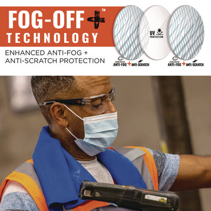 Skullerz VALI Anti-Scratch/Enhanced Anti-Fog Safety Glasses, Matte Black Frameless, Clear Polycarbonate Lens