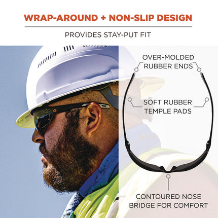 Skullerz VALI Anti-Scratch/Enhanced Anti-Fog Safety Glasses, Matte Black Frameless, Smoke Polycarbonate Lens