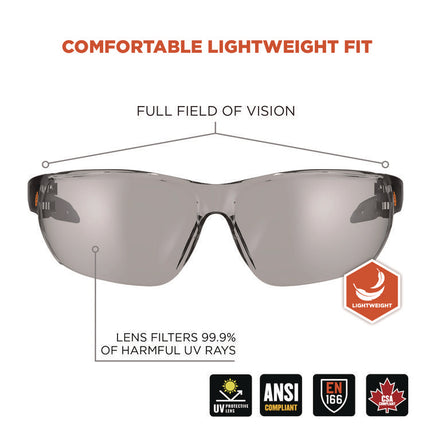 Skullerz VALI Anti-Scratch/Anti-Fog Safety Glasses, Matte Black Frameless, Indoor/Outdoor Polycarbonate Lens