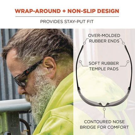 Skullerz VALI Anti-Scratch/Anti-Fog Safety Glasses, Matte Black Frameless, Indoor/Outdoor Polycarbonate Lens