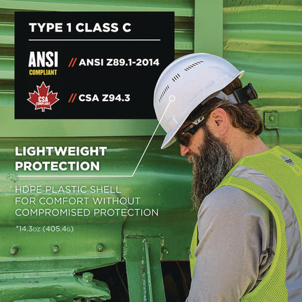 Skullerz 8966 Class C Lightweight Cap-Style Hard Hat, Adjustable Venting, 6-Point Rachet Suspension, Lime