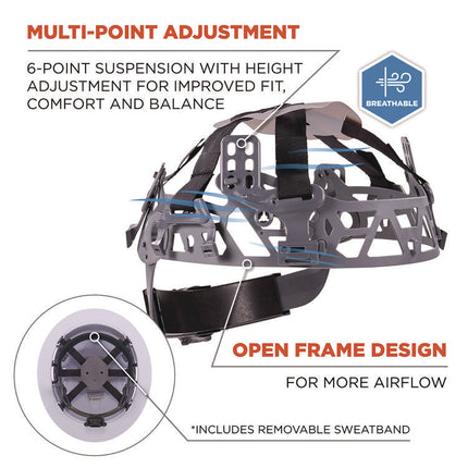 Skullerz 8968 Class C Lightweight Full Brim Hard Hat, Adjustable Venting, 6-Point Rachet Suspension, White