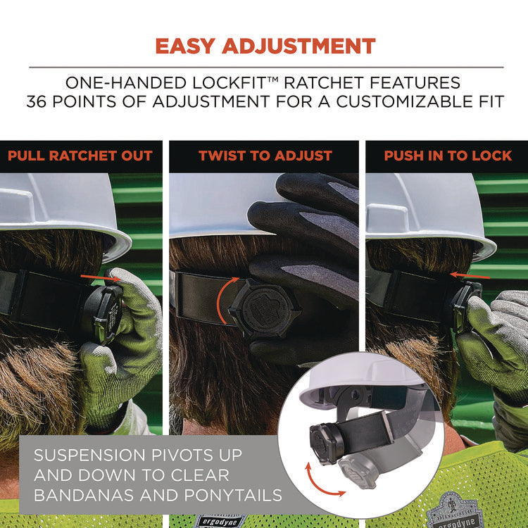 Skullerz 8969 Class E Lightweight Full Brim Hard Hat, 6-Point Rachet Suspension, White