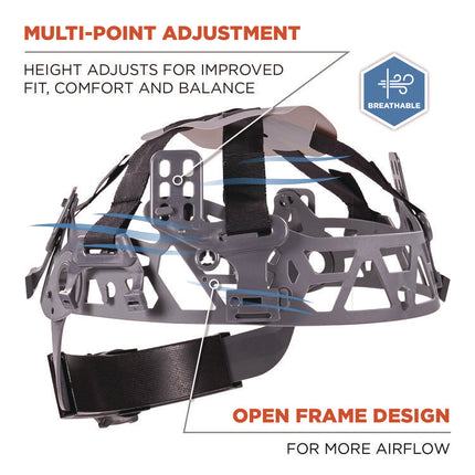 Skullerz 8986 6-Point Hard Hat Suspension Replacement, Gray