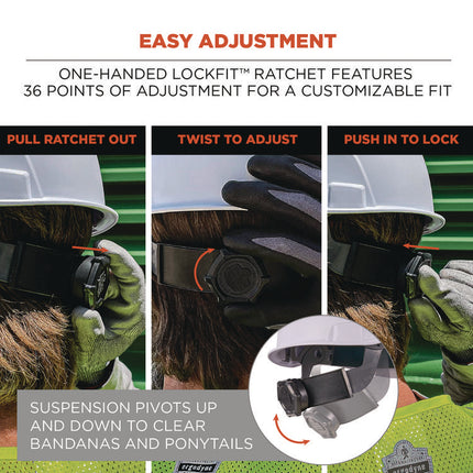 Skullerz 8986 6-Point Hard Hat Suspension Replacement, Gray